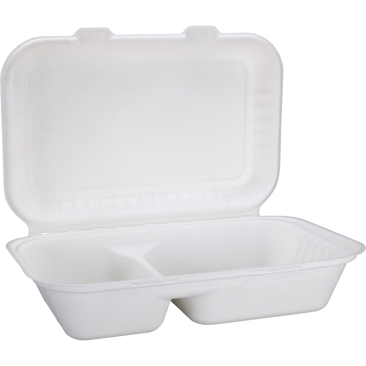 Depa Bak, Bagasse (suikerrietpulp), 2-vaks, 1000ml, maaltijdbox, 25x16x6cm, wit