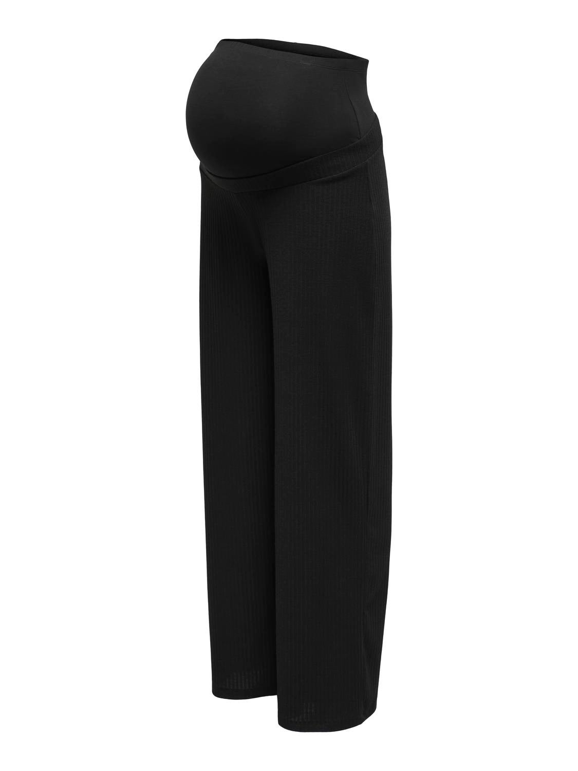 OLMEMMA Hohe Taille Normal geschnitten Hose mit weitem Beinschnitt Black