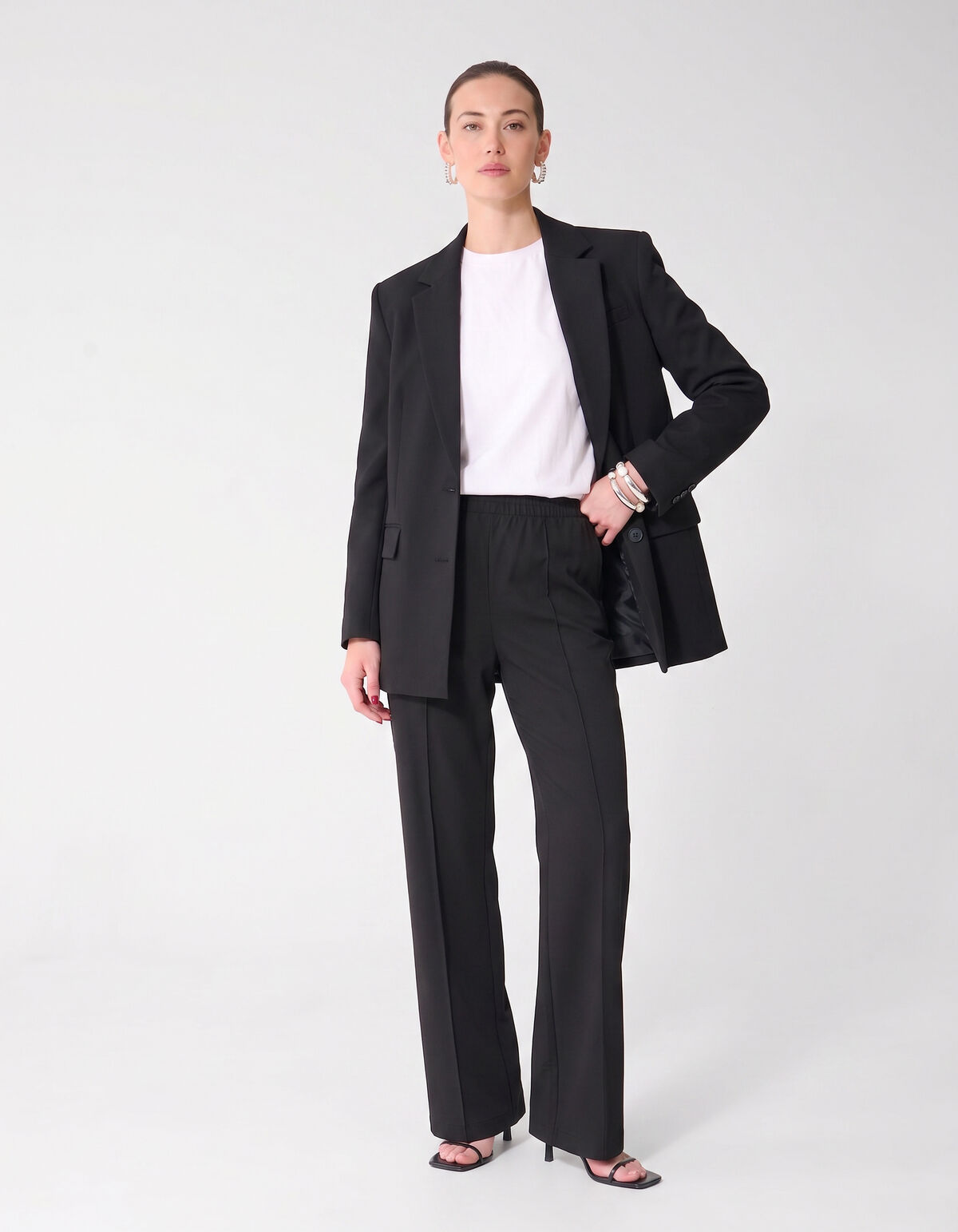 Basis Wide Leg Broek Zwart
