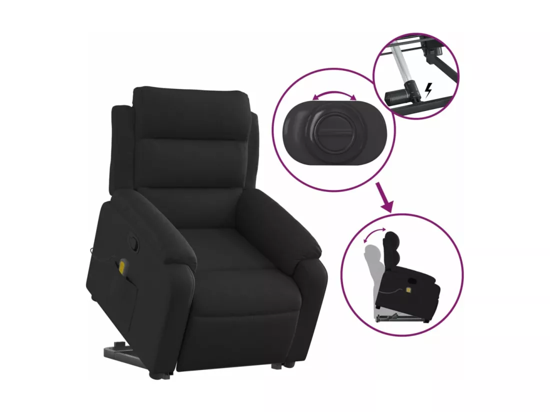 Fauteuil massant inclinable Noir Tissu