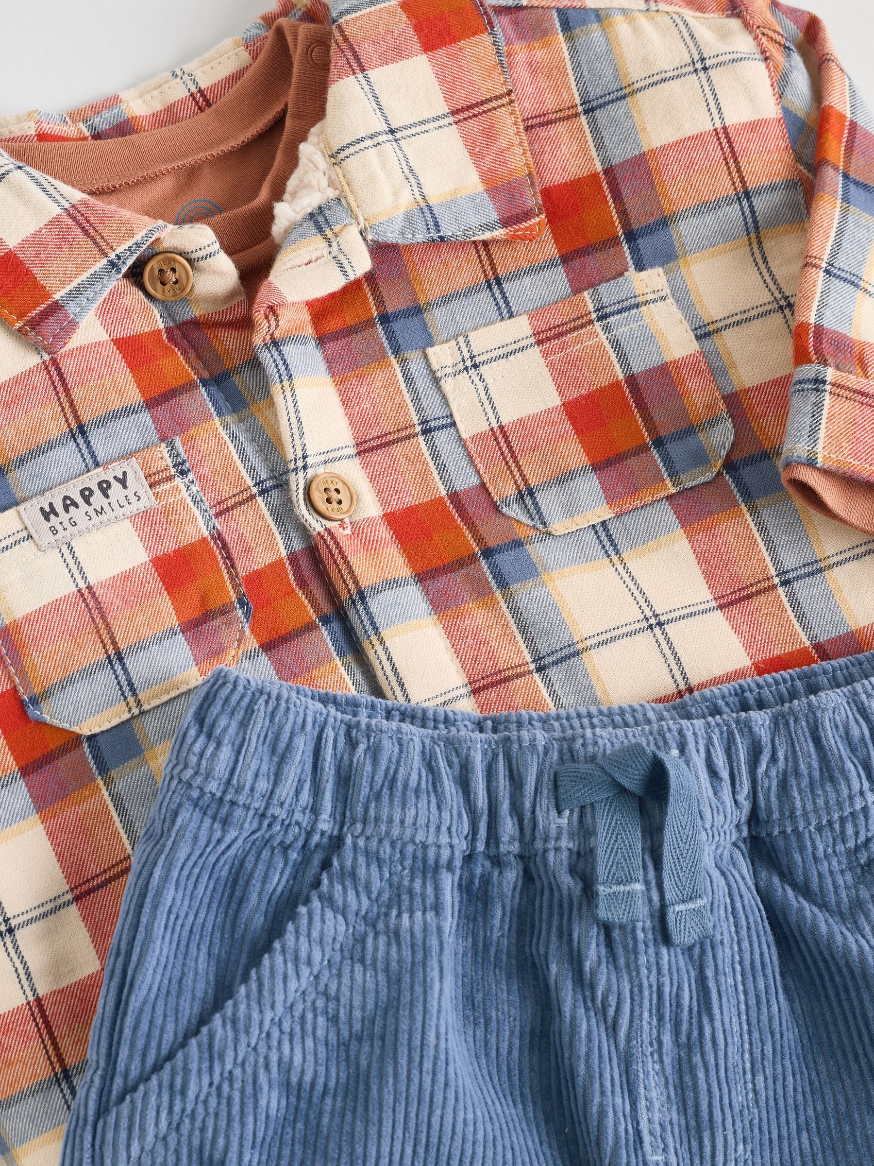 Bruin/donkerblauw - 3 -delige Baby Overshirt en Broeken Set (0mnd -2jr)