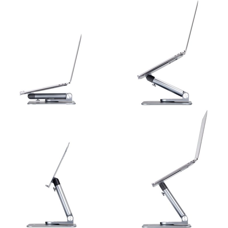 StarTech.com Support Télescopique pour PC Portable, Base Pivotante à 360°, Support Rotatif pour Bureau, Hauteur et Inclinaison Réglables, Poids Max 5kg, Construction en Aluminium, Design Portable