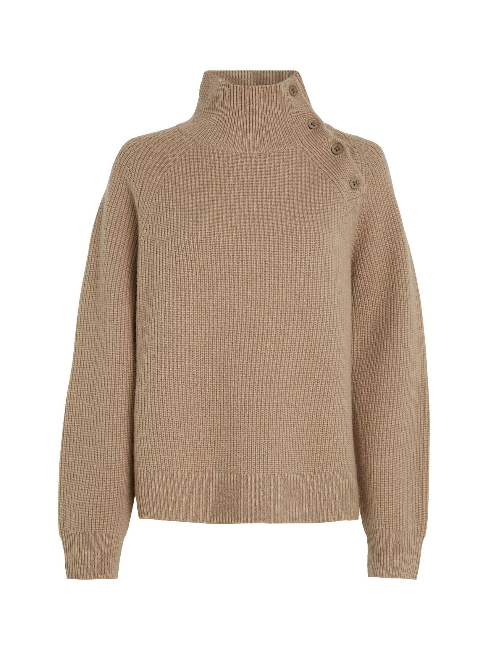 CALVIN KLEIN| Damen Wollpullover RECYCLED WOOL BUTTON MOCK NECK