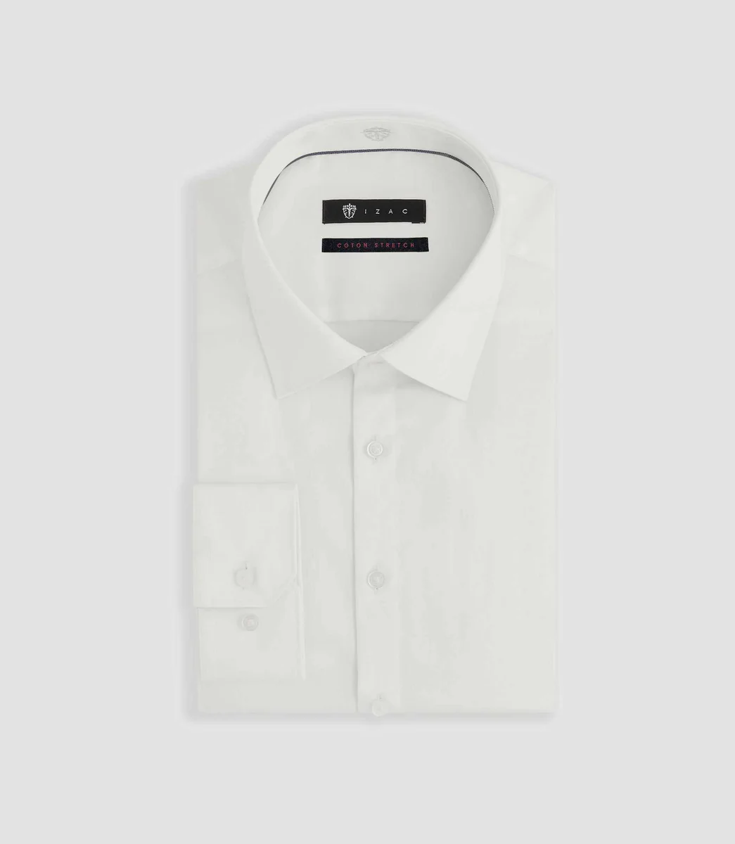 Chemise regular en satin stretch écru SASTRETCHBASIC