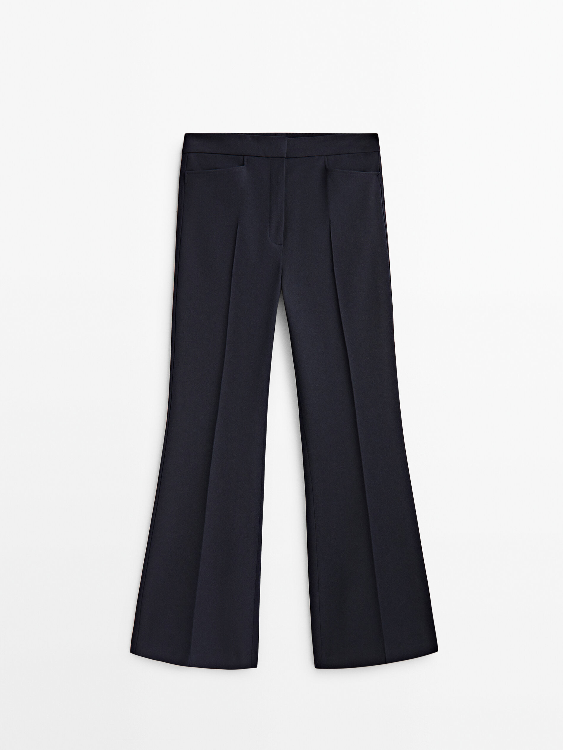 Calça flare canelada - AZUL MARINHO