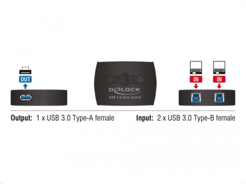 Delock USB-Switch 87723 Sharing-Switch für zwei Computer