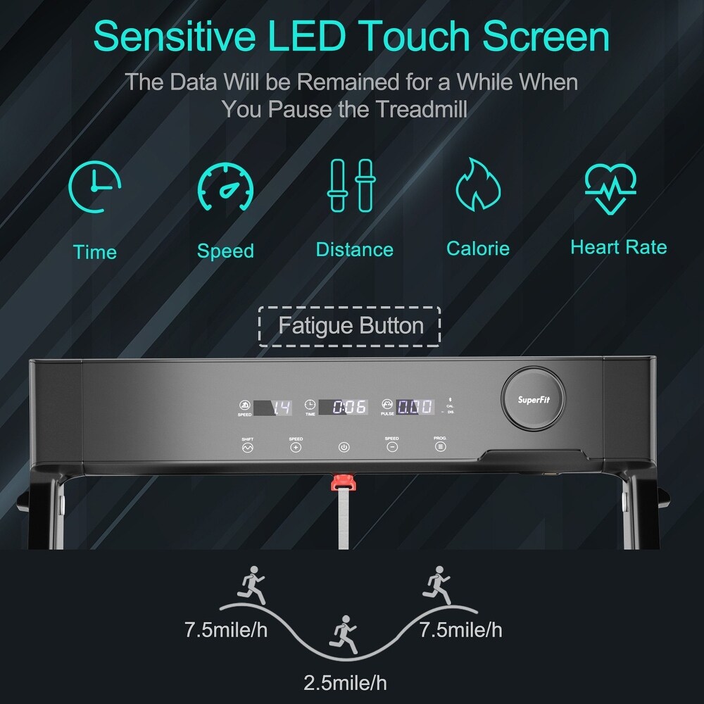 Esteira elétrica dobrável de 4.0HP com alto-falante e LED - 57,5 x 31 x 43,5 (C x L x A)