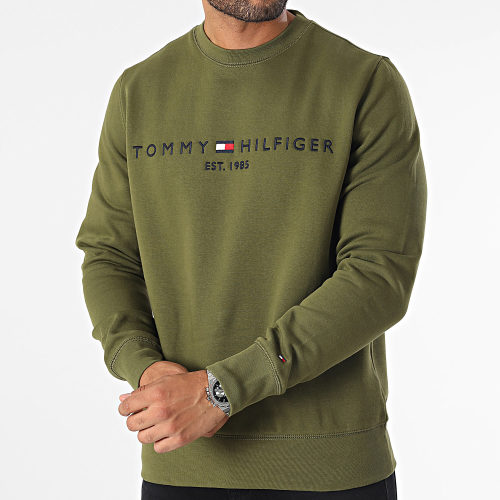 Sweat Crewneck Tommy Logo 1596 Vert Kaki