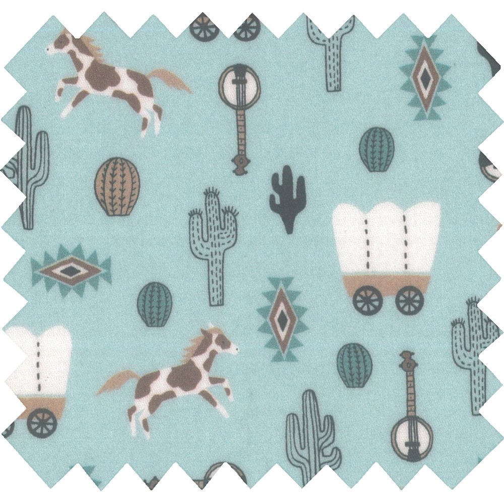 Tissu Enduit Au Mètre Bleu Western