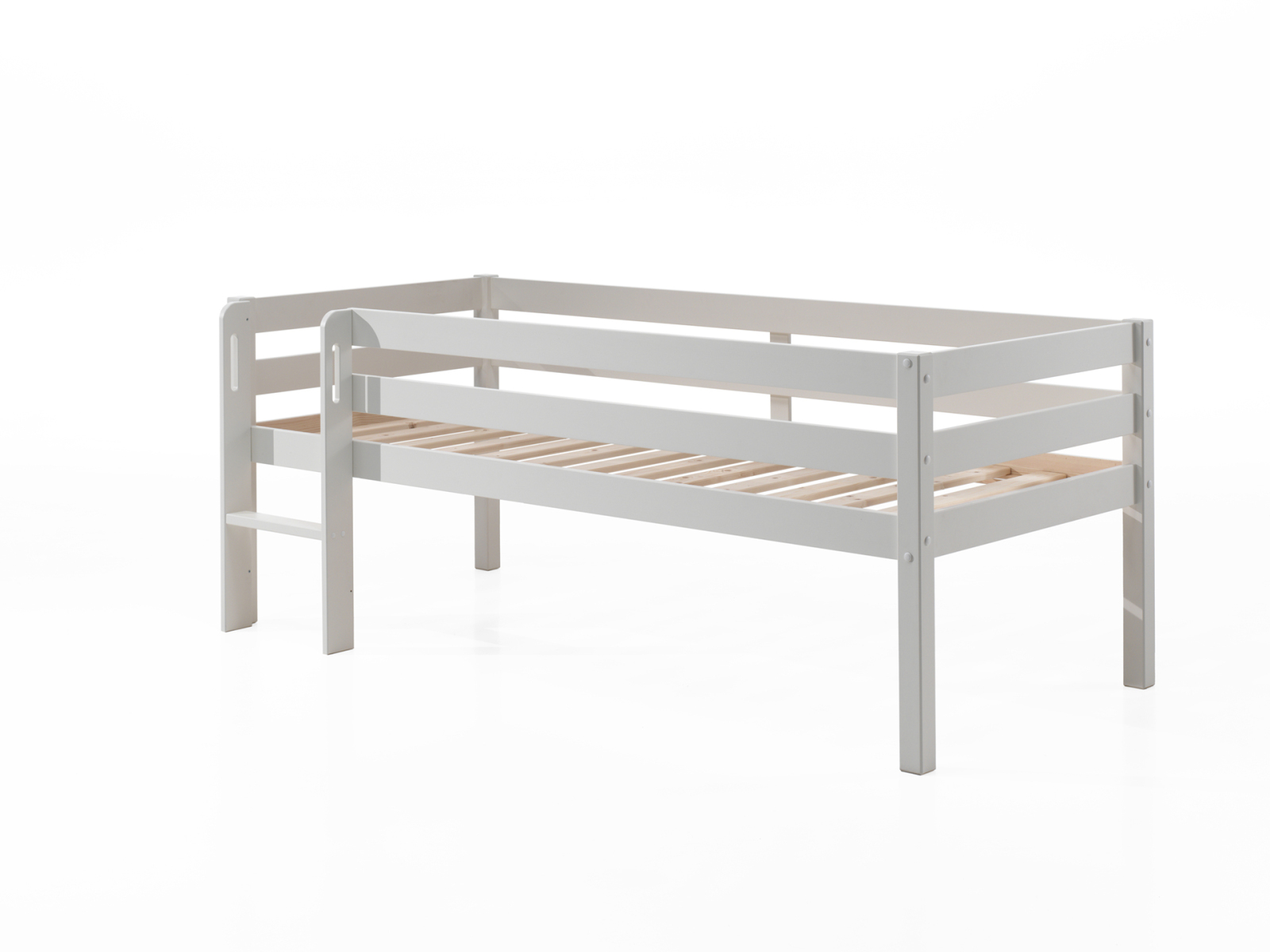 Kojen-Spielbett - weiß - Leiter - Rolllattenrost - 90x200 cm