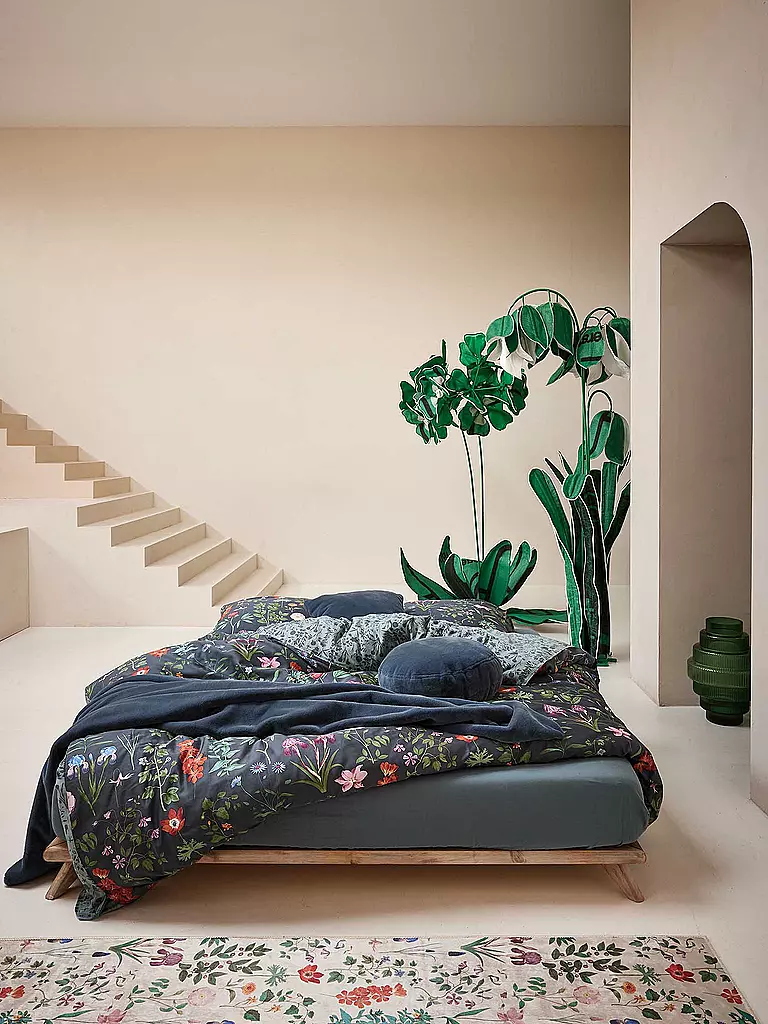 ESSENZA Satin-Bettwäsche MARIGOLD 70x90cm/140x200cm Slate Grey  petrol