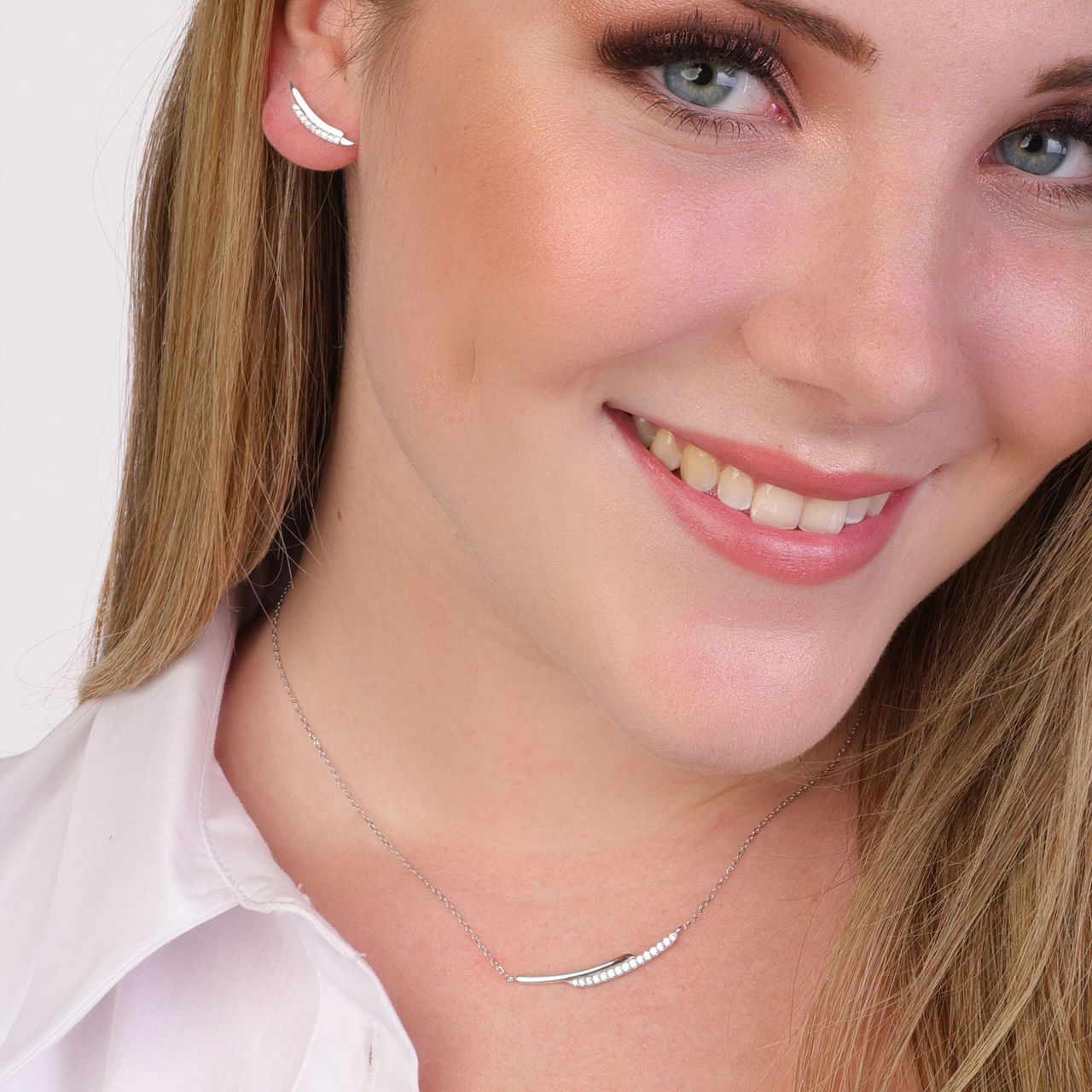 Zilveren set glans met zirkonia