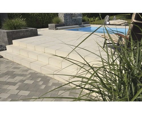 Zwembadrandsteen Aquitaine element recht beton wit 49,5 x 31 x 3,2 cm