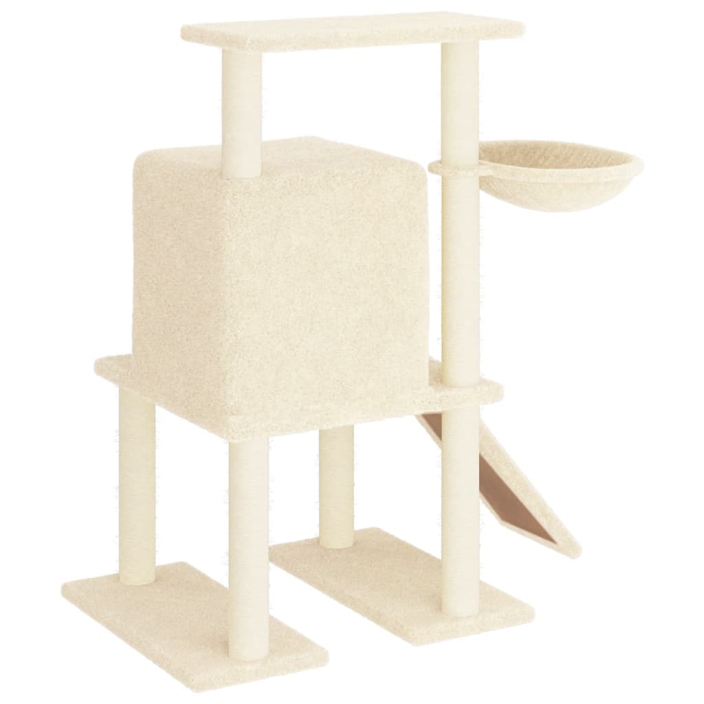 Arranhador para gatos vidaXL com postes de sisal, cor creme, 96,5 cm