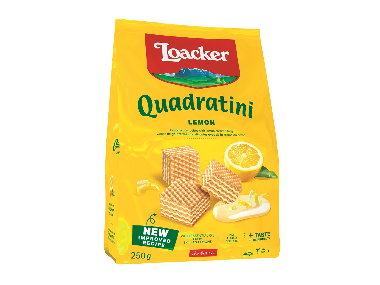 WAFFERS LOACKER QUADRATINI LIMÃO 250G