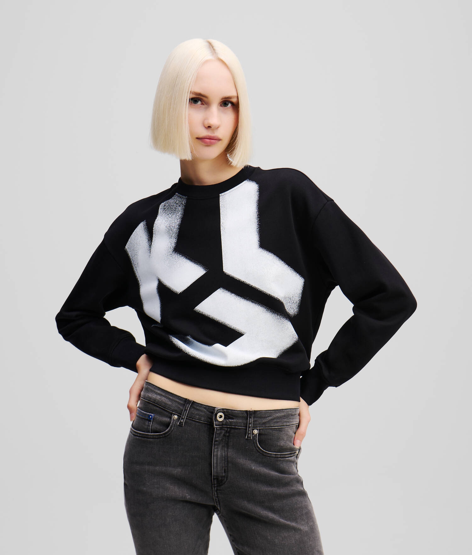 SWEAT-SHIRT EFFET DÉLAVÉ KLJ MONOGRAM