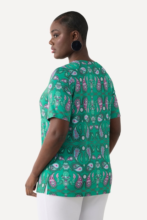 Slinkyshirt, Paisley-Design, Herzausschnitt, Halbarm