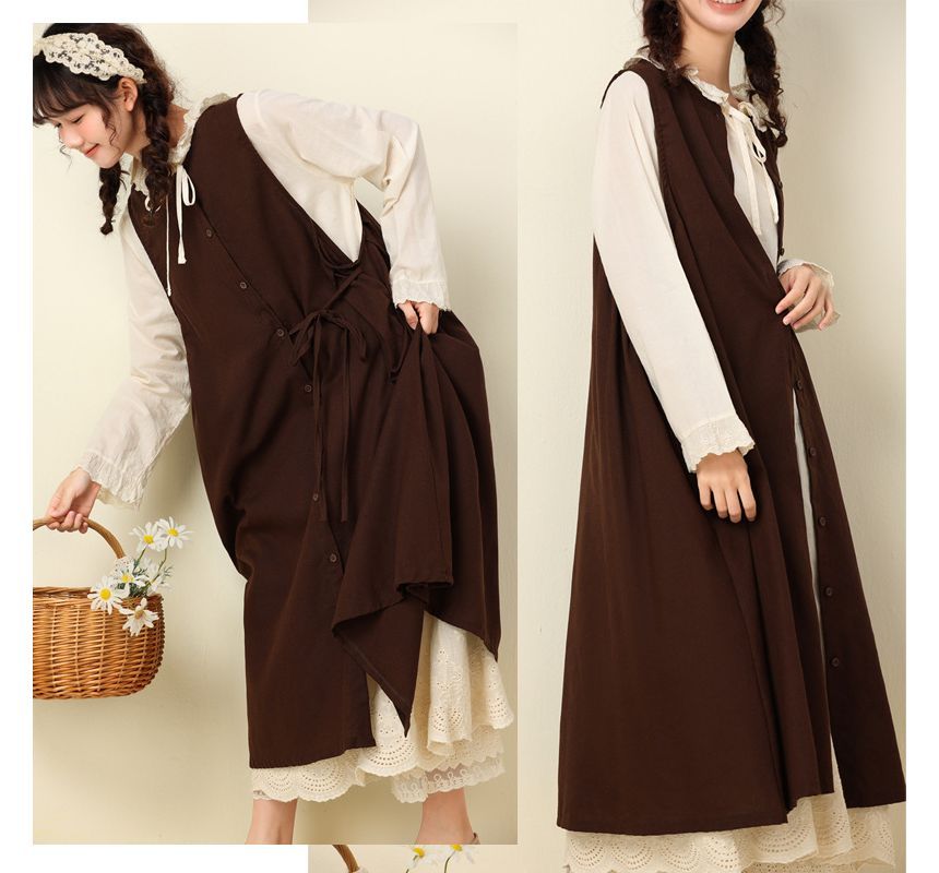 Santeh - Effen midi-vest met knoopjes