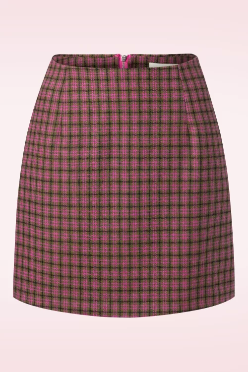 Louche Aubin Wyoming Check mini rok in roze