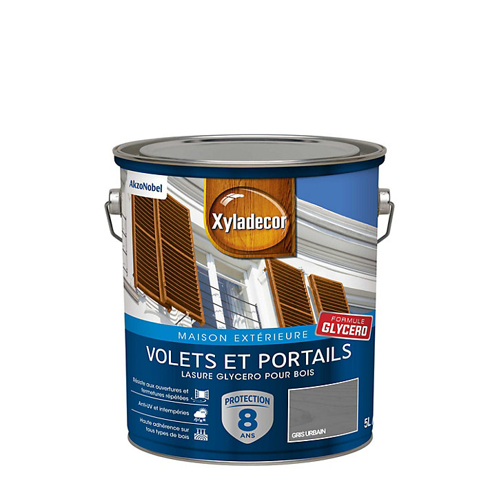 Lasure extérieure protectrice glycéro volets et portails Xyladecor satin 5L gris