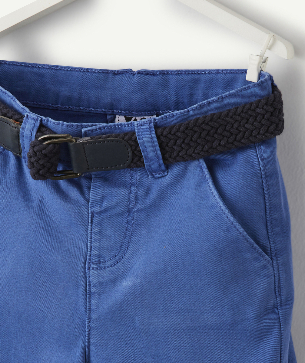 bermuda chino bébé garçon bleu avec ceinture noire
