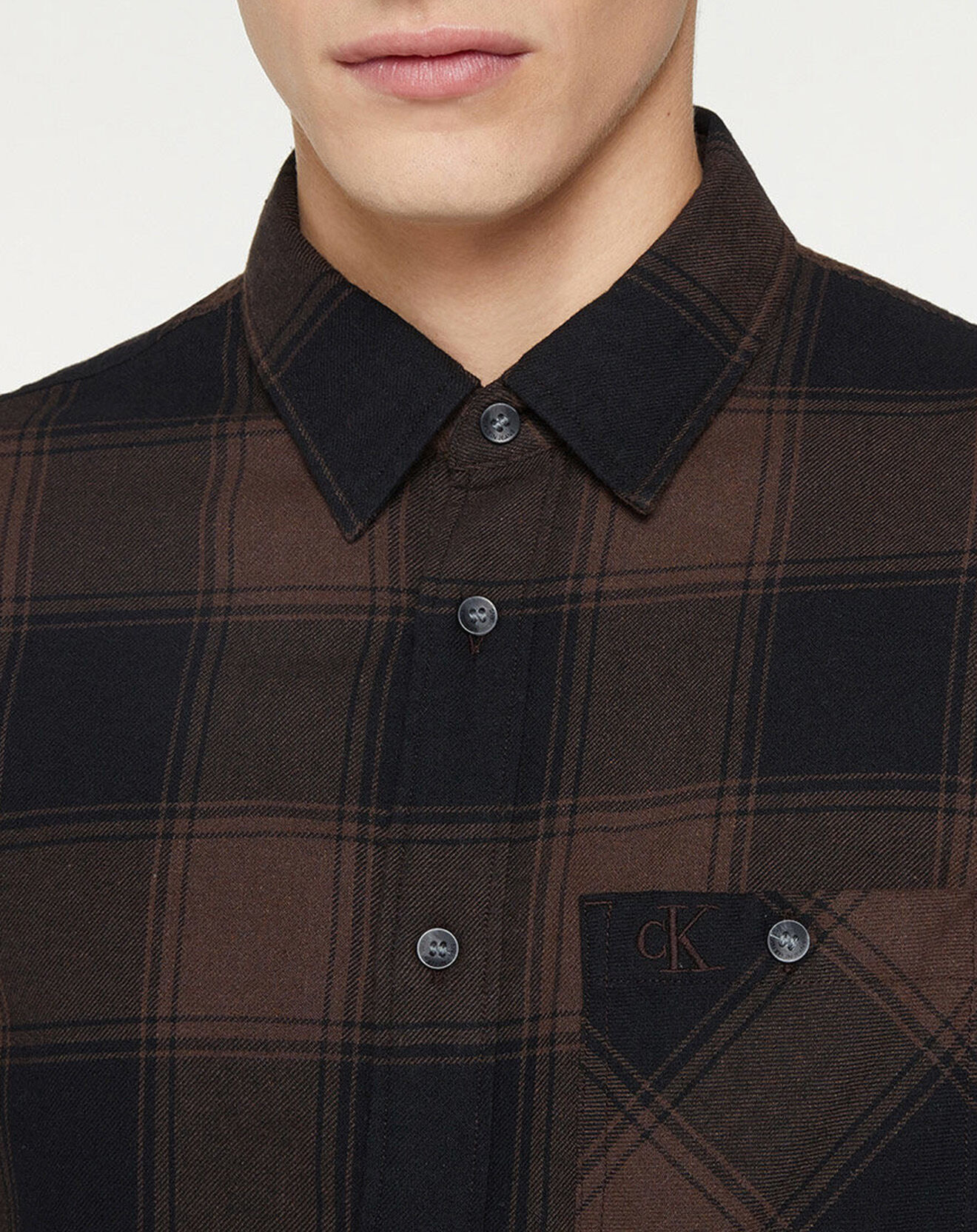 Calvin Klein Jeans Chemise droite Grunge Check à carreaux noir/marron