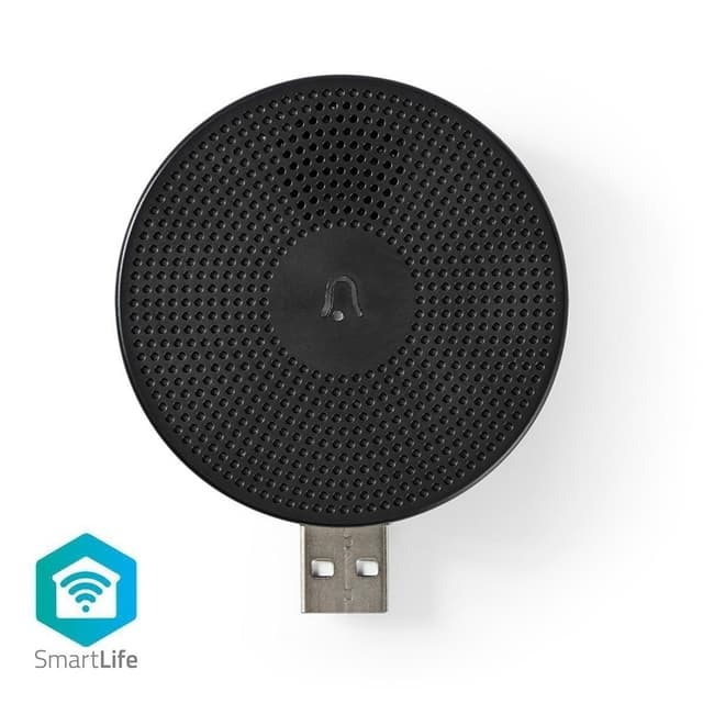 Nedis SmartLife Klokke | 433 MHz | Tilbehør til: WIFICDP10GY / WIFICDP30WT / WIFICDP40CWT | USB Drevet | 4 Lyde | 5 V DC | Justérbar volume | Sort