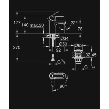 GROHE wastafelkraan Get S-size met hendel en afvoerplug Wit