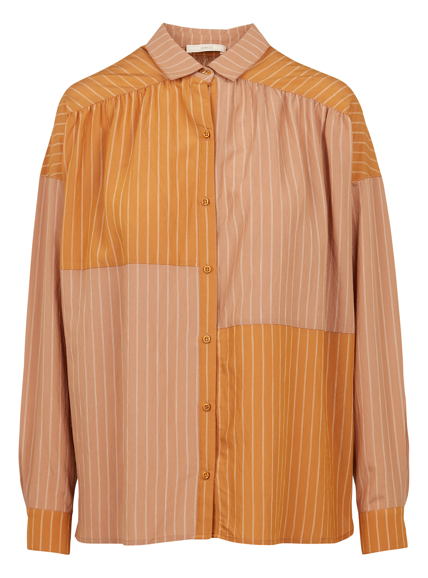 GARDENLY - Chemise col classique à rayures| Orange