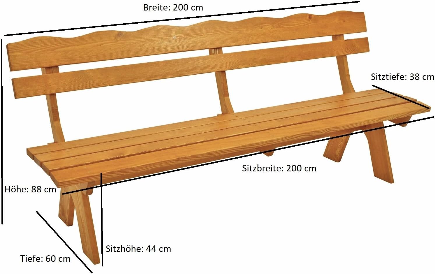 DEGAMO Gartengarnitur Essgruppe Freital XXL 3-teilig 200cm, 2X Bank 200cm und 1x Tisch 72x200cm, Massive Kiefer hell lackiert, Outdoor