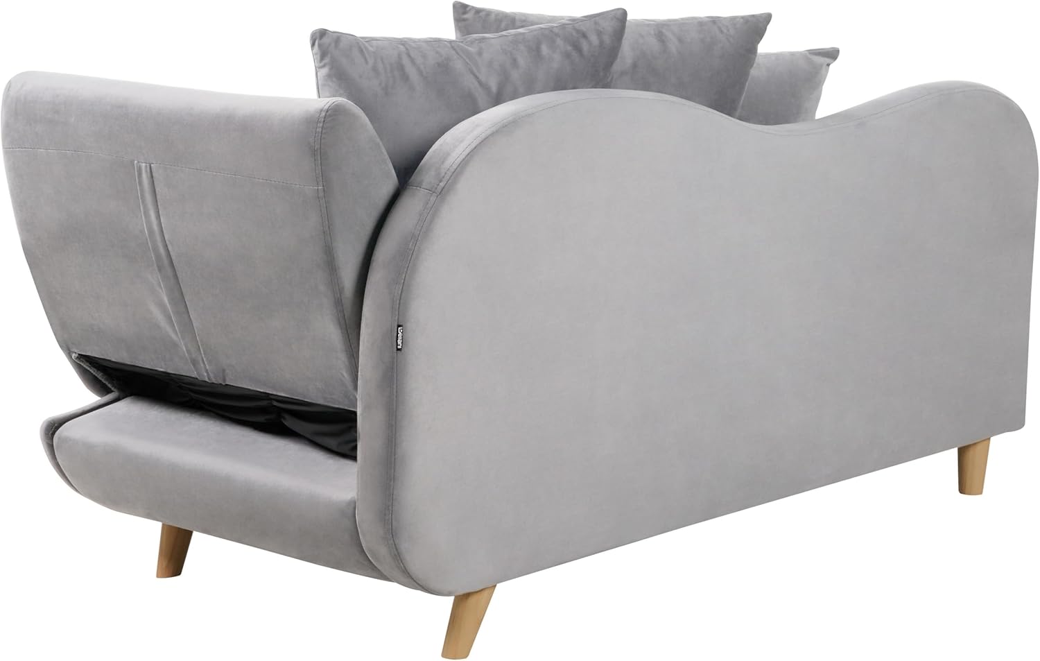 Beliani Chaiselongue Samtstoff grau rechtsseitig mit Stauraum Kissen modern Meri II