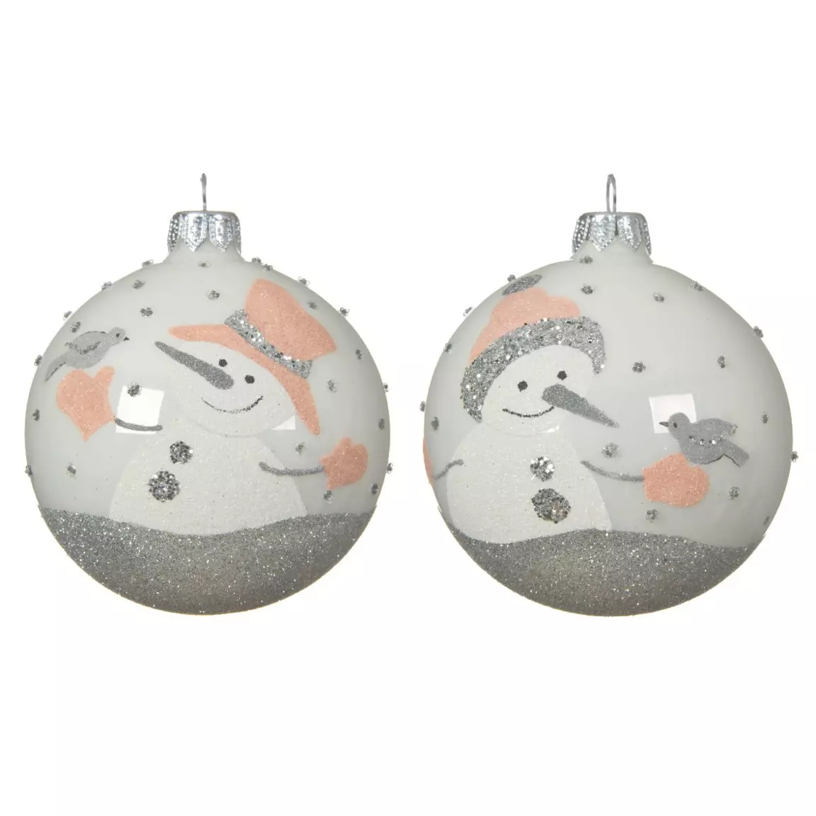 Lot de 6 boules de Noël en verre (D80 mm) Federico Blanc