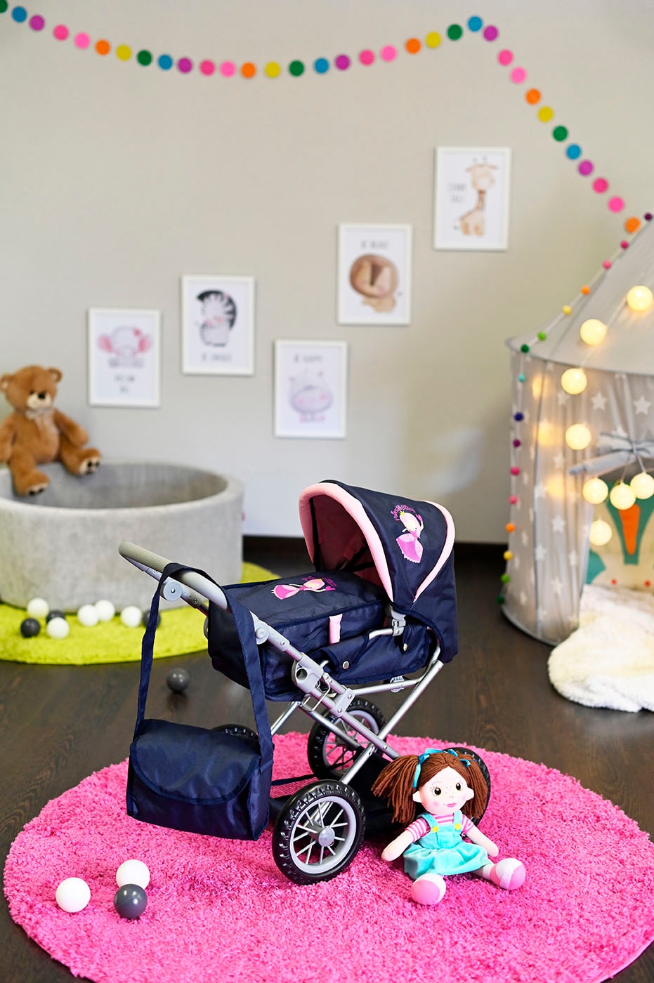 Knorrtoys® Kombi-Puppenwagen »Ruby - princess blue« mit Wickeltasche