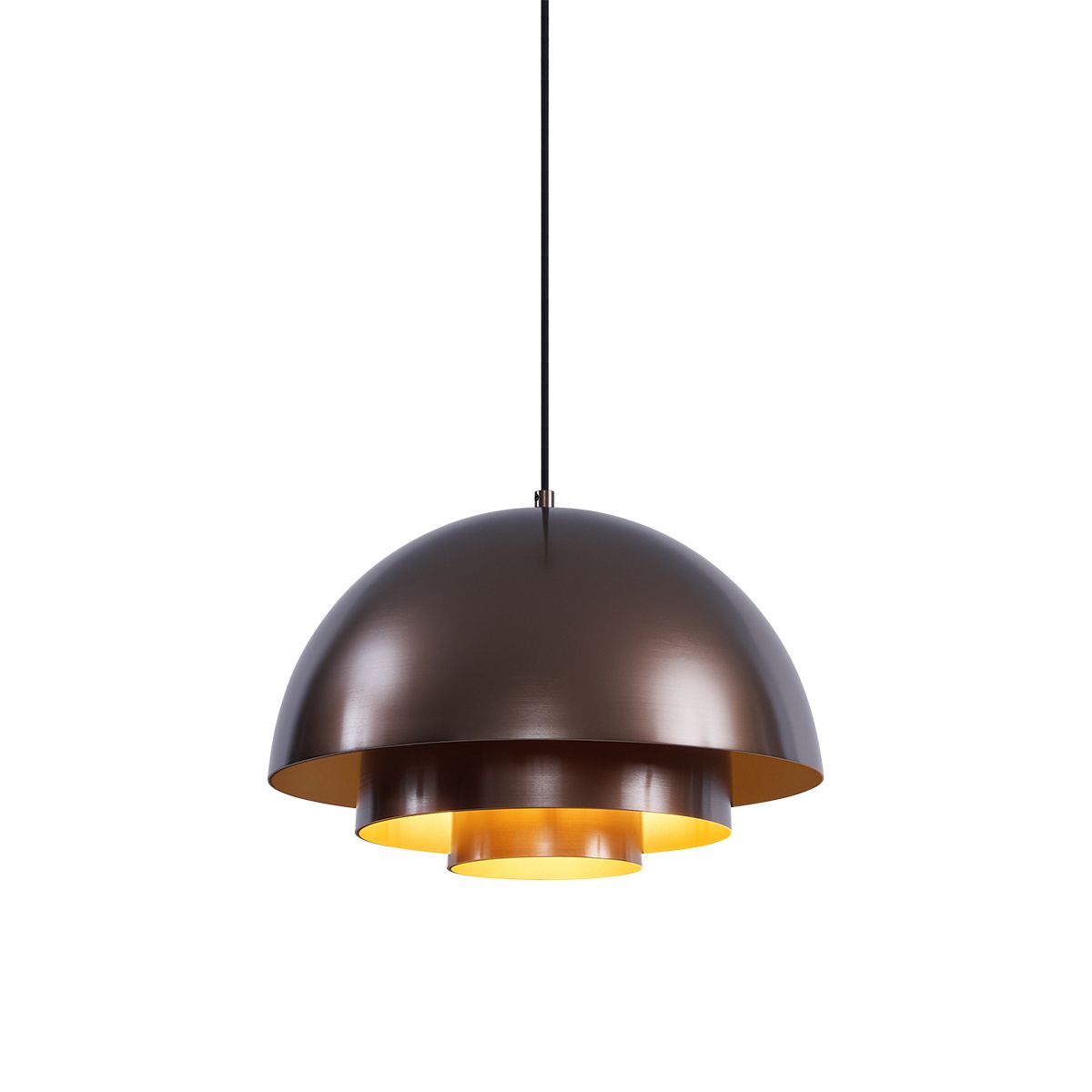 Scandinavische hanglamp donkerbrons met gouden binnenkant - Loes