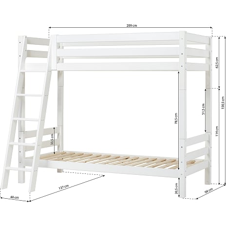 Hoppekids ECO Luxury høj køjeseng med skrå stige 90x200 cm
