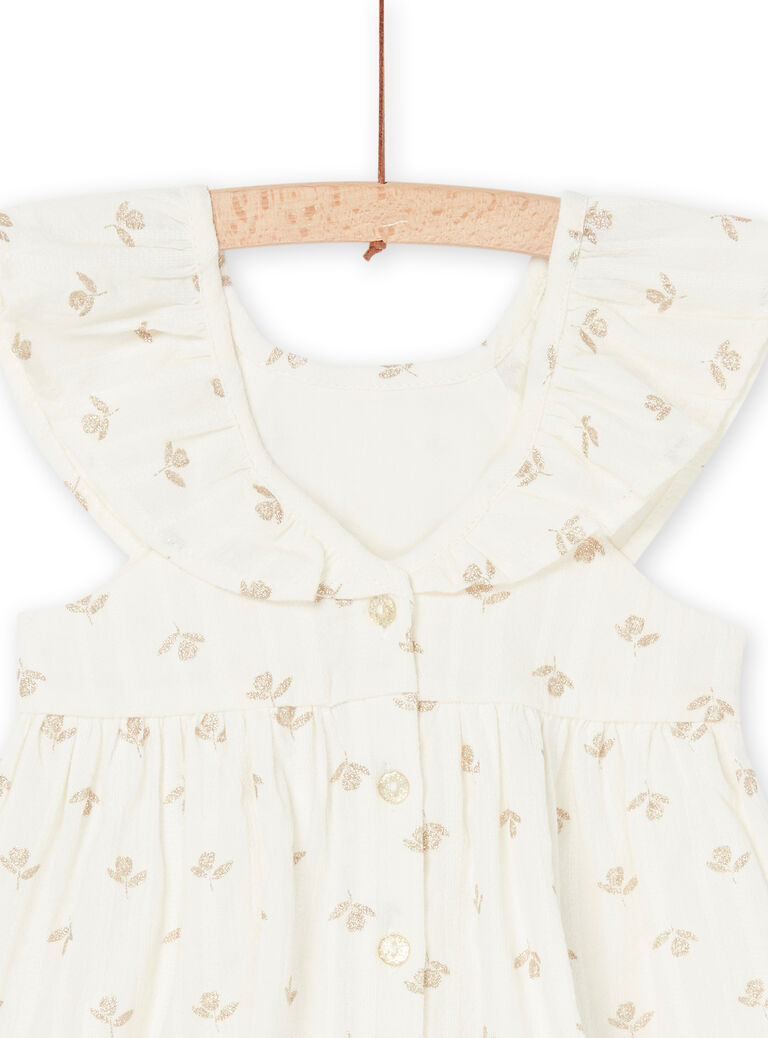 Robe sans manches écrue à imprimé fleuri
