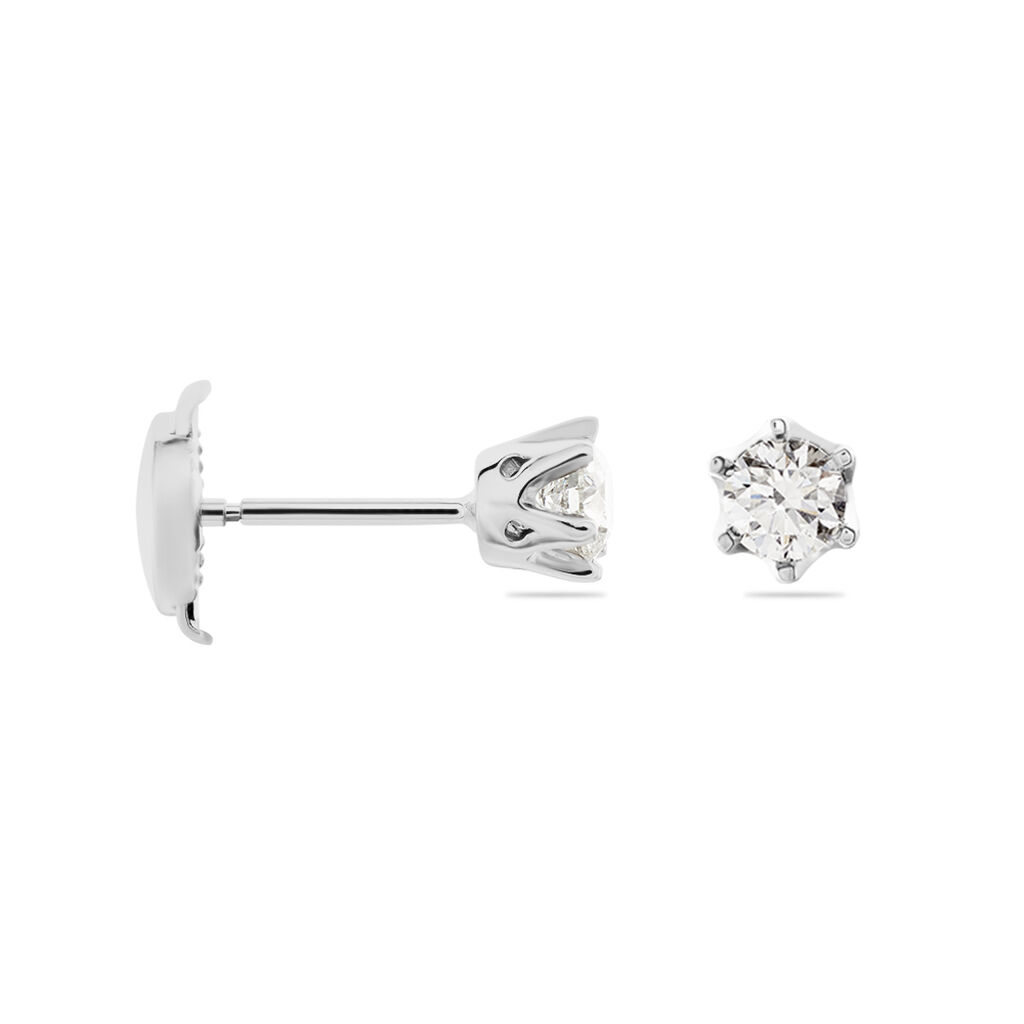 Boucles D'oreilles Puces Natalia Pl Platine Blanc Diamant
