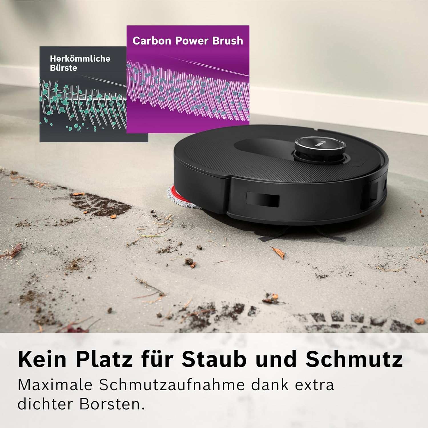 Bosch Spotless Max BCRDW3B Saugroboter mit Wischfunktion, 11.000 Pa Saugkaft, rotierende Wischpads, Nass-Trocken-Servicestation, Selbstreinigung, Smart Vision Navigation, Steuerung per App, schwarz