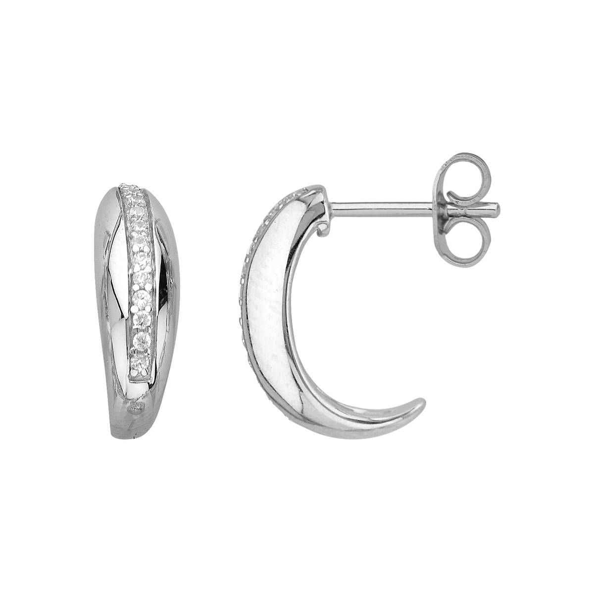 Demi-créoles en Argent avec oxyde de zirconium blanc