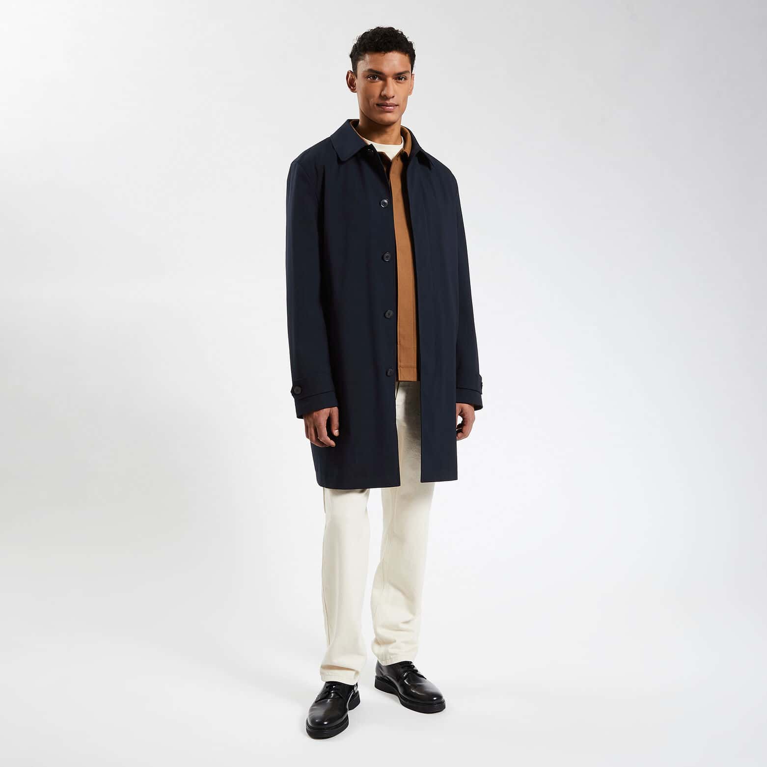 Trench col chemise avec doublure amovible Bleu foncé
