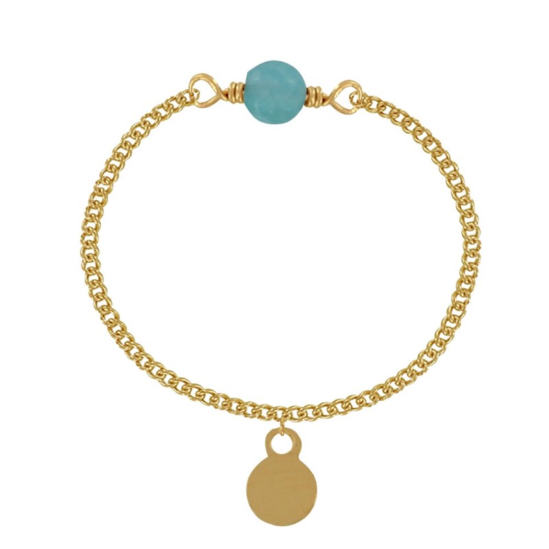 Bague Chaine Plaqué Or Perle Facettée d'Amazonite