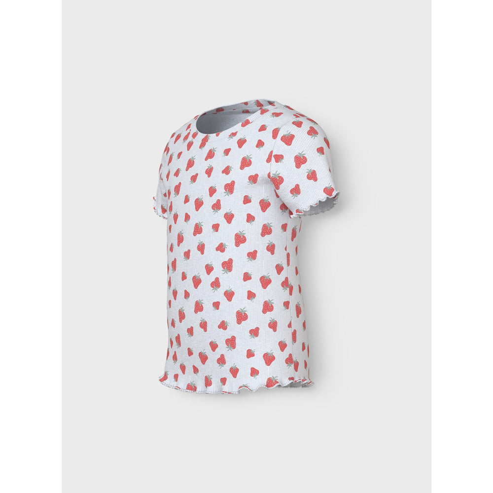 Køb Name It Bright White Strawberry Vemma AOP Slim T-Shirt