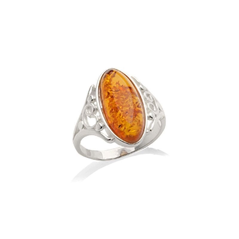 Bague argent 925 Ambre veritable de la mer Baltique