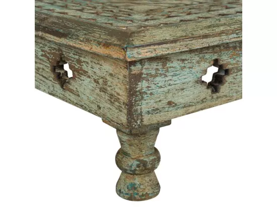 Table de centre en bois sculpté artisanalement 33x33x14