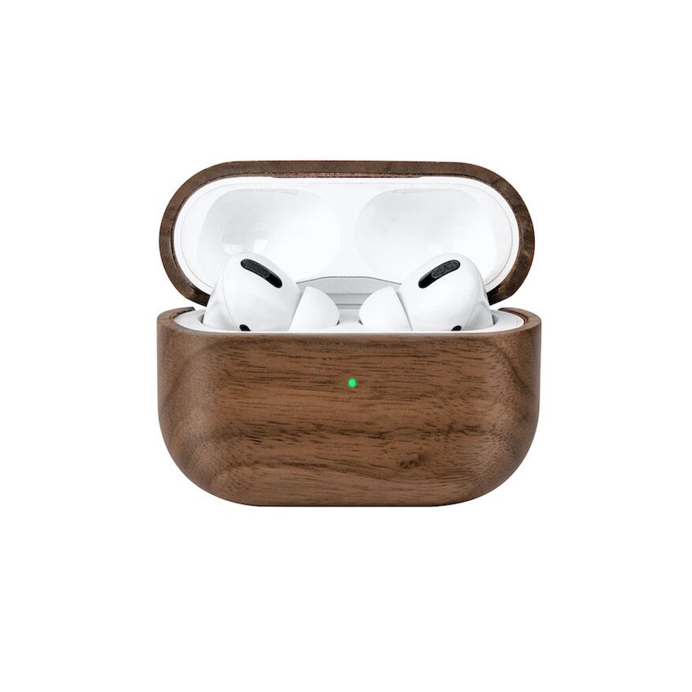 AirPods Pro EcoCase Slim Echt Holz Hülle Walnuss FSC Zertifiziert (ECO506) - Dunkelbraun