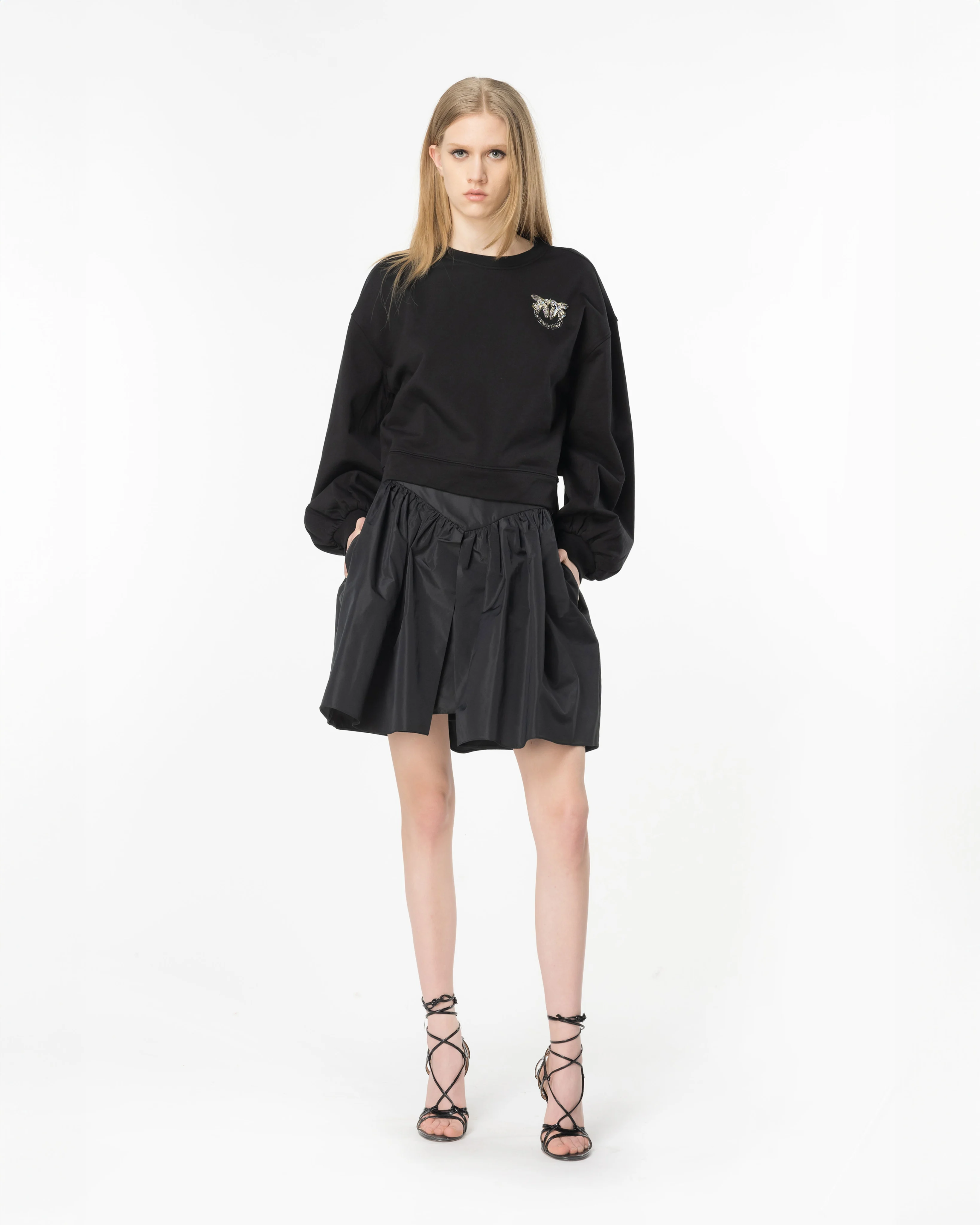 Sweat-shirt boxy avec broderie love birds | Noir