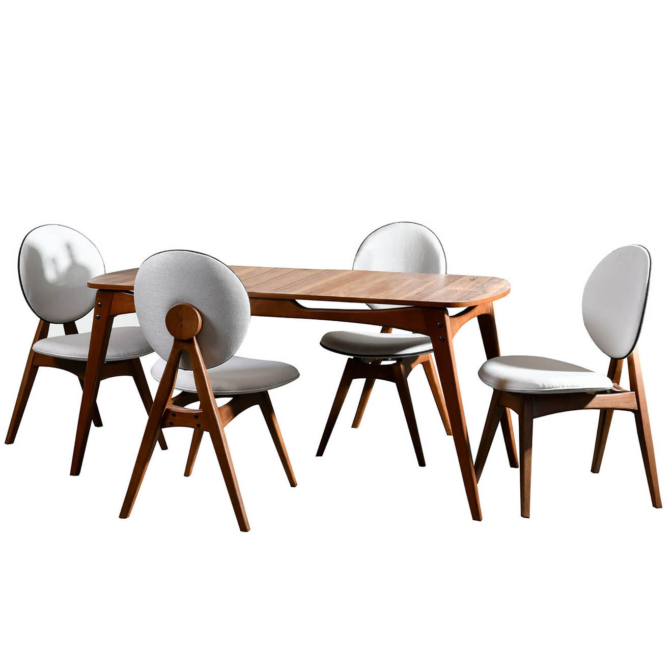 Wooden Art Table + 4 Chaises Touch Wooden noyer/crème