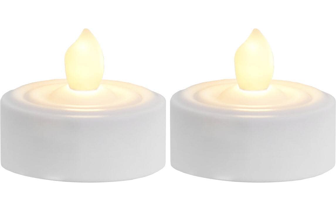 LED Teelichter Set Paulo Ø 3.6 x 2.9 cm, Weiss, 2 StkKünstliche Kerzen für Innenbereich mit Timer-Funktion