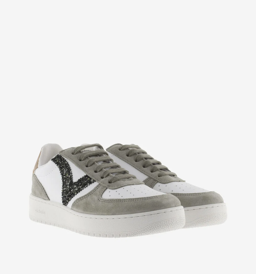 MADRID SPLIT LEATHER & GLITTER SNEAKERSKAKI