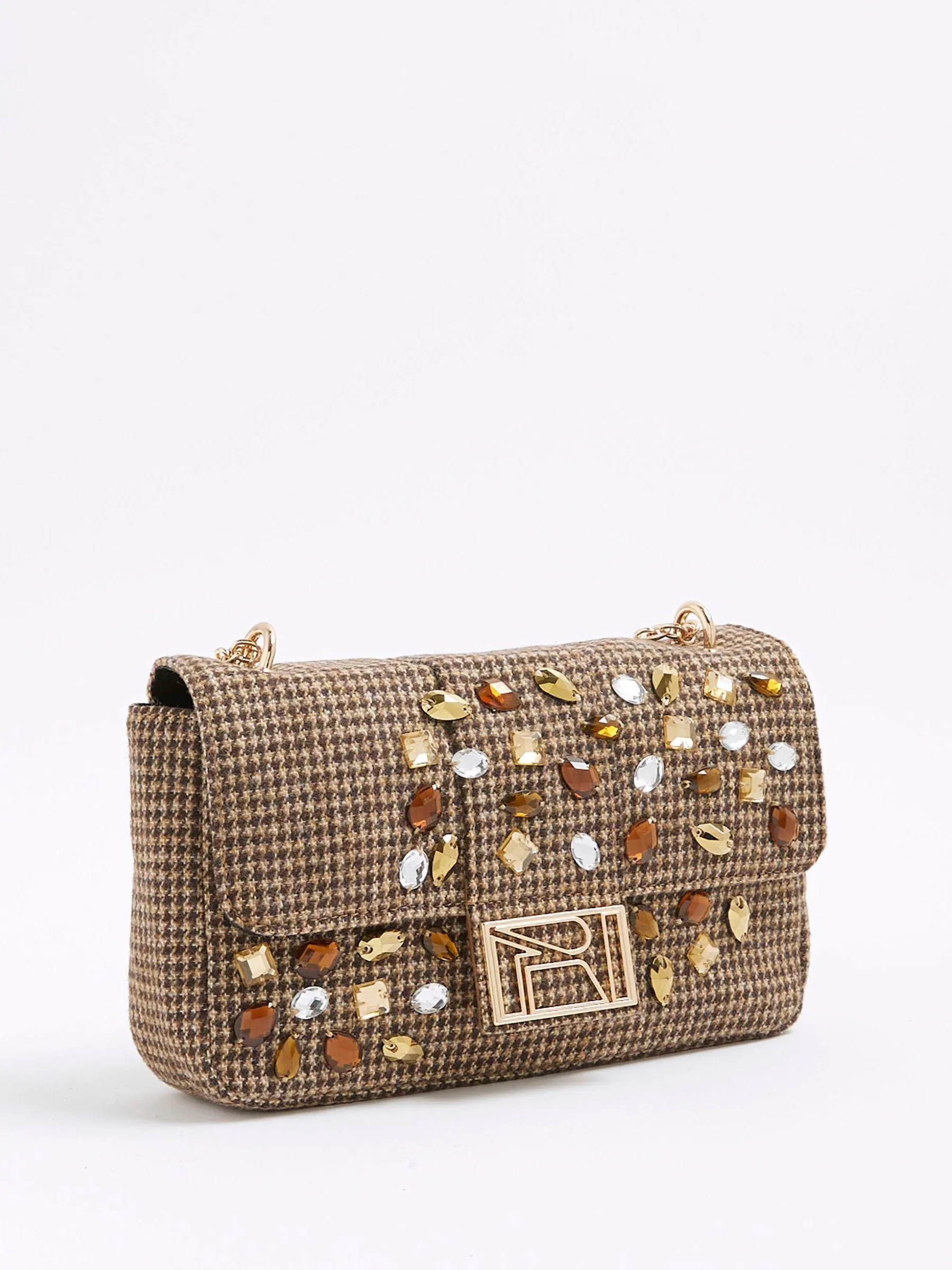 River Island Dogtooth Embellished Shoulder Bag